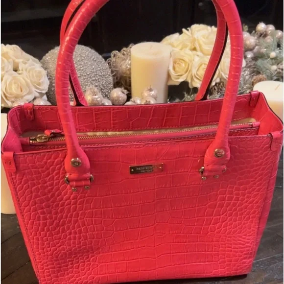 Kate Spade | Women’s Croc Embossed Hand Shoulder Bag Tote - Picture 1 of 9